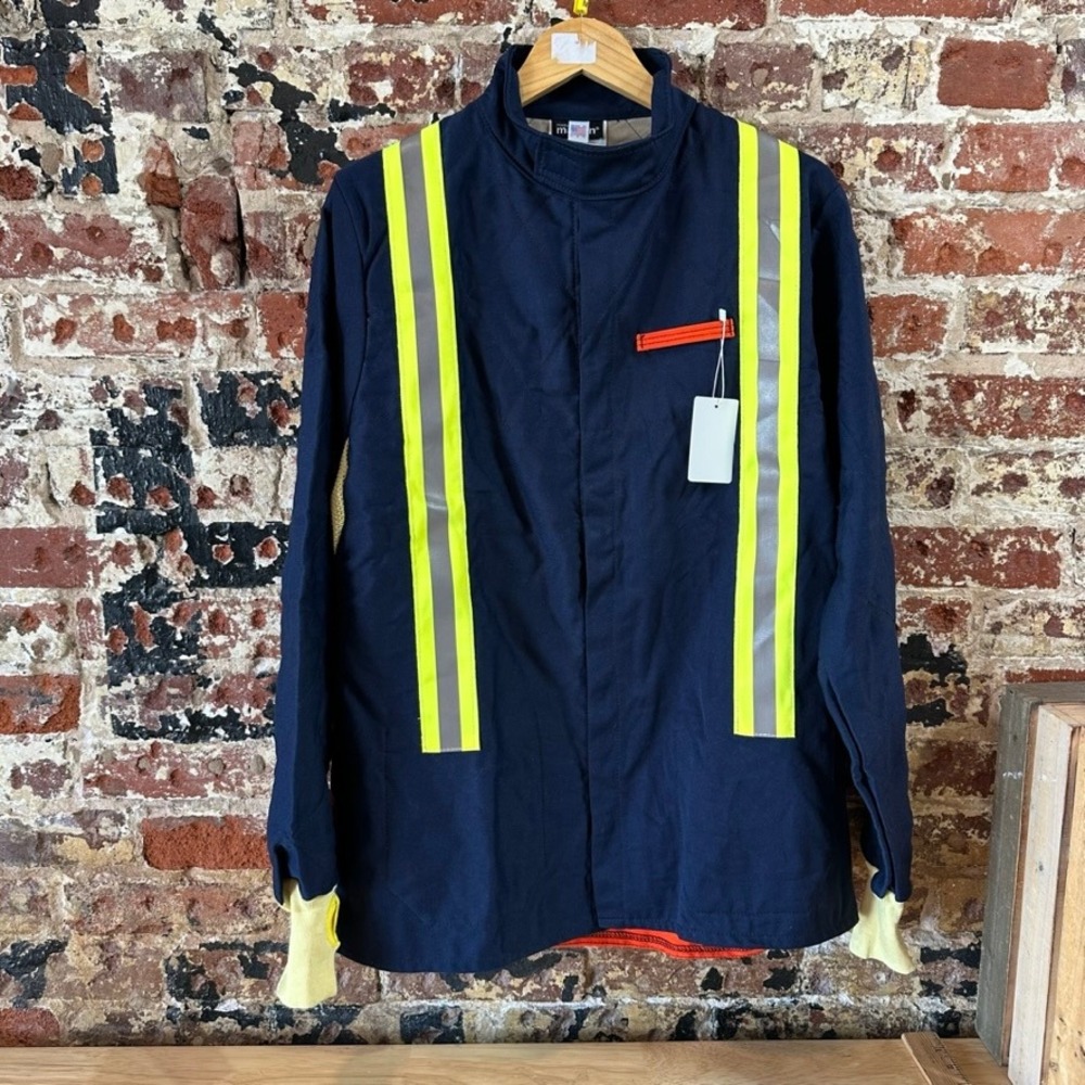 Marina High Visibility Safety Jacket Navy Orange Wool Blend Mens Size Medium